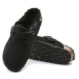 Birkenstock Boston Clog Black Shearling Women's Size 38 Narrow fit